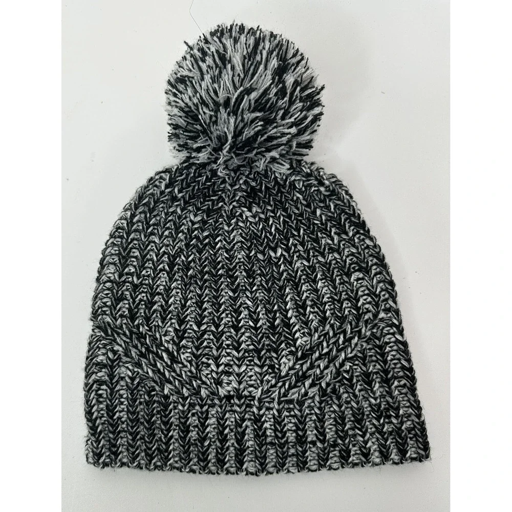 Rebecca Minkoff‎ Black & White Knit Pom Beanie Hat Winter Warm